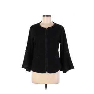 Black Bell Sleeve Top Jacket suit formal office wear chic Chanel style small